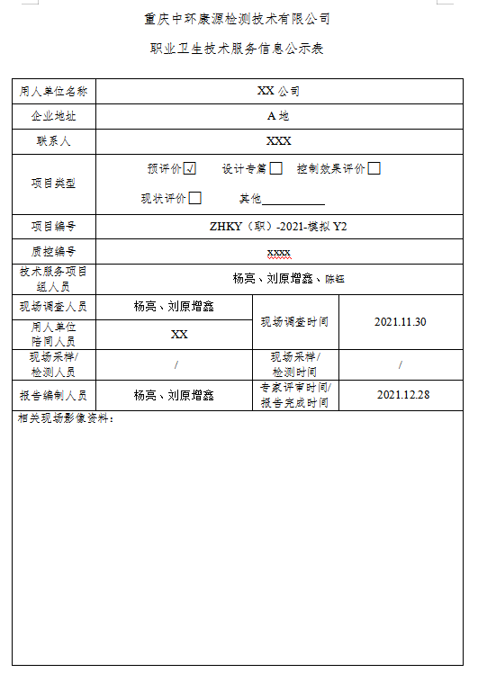 XX公司吸入制剂项目-职业病危害预评价模拟报告